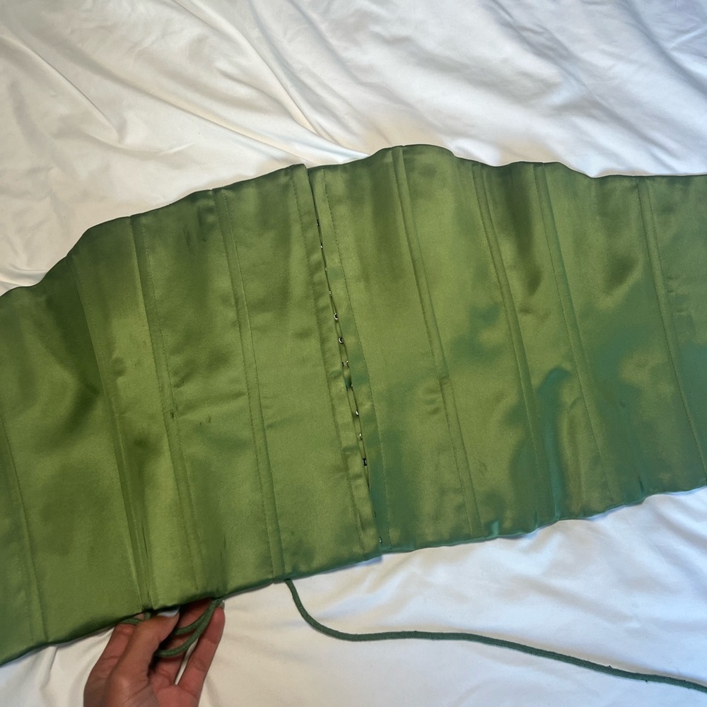 Danielle Guizio corset top in green size xsmall from revolve satin corset top